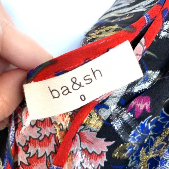 BA&SH Jami Metallic Floral Silk Tie-back T… - Picture 4 of 7